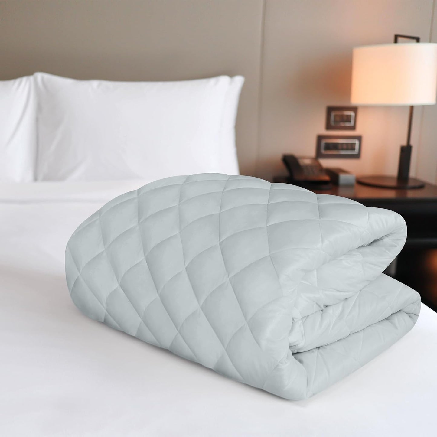 Utopia Bedding Quilted King Size Mattress Pad - Deep Pocket Protector, Machine Washable | Light Grey