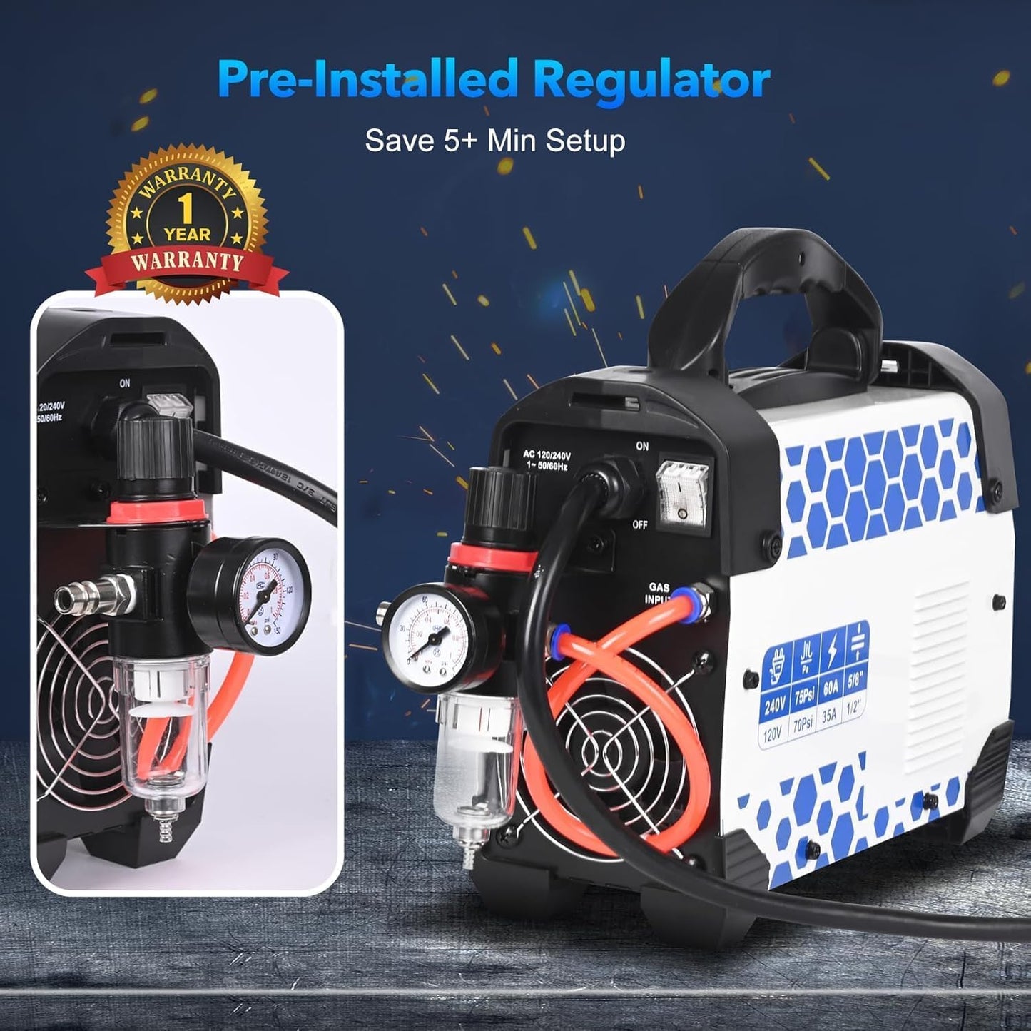 Reboot Plasma Cutter, 60 Amps Plasma Cutter Machine with 120V 240V Dual Voltage, Digital IGBT Inverter Power Plasma cutters 1/2 Inch Clean Cut New Upgrade RBC6000D