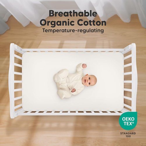 KeaBabies Organic Crib Sheets - 2-Pack Fitted Jersey Cotton for Boys & Girls | Soft, Breathable, 52x28 (Rust)