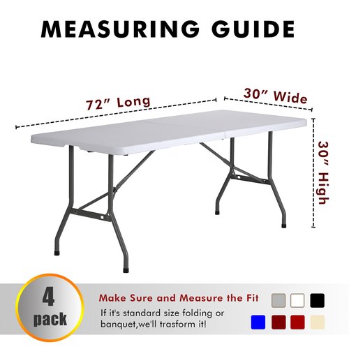 Nasitos 4 Pack Fitted Black Tablecloths for 6 foot Rectangular Tables-Washable and Wrinkle Resistant Trade Show Table Cover, Open Back Folding Table Cloth for Craft Show, Parties, Events, Vendor Booth