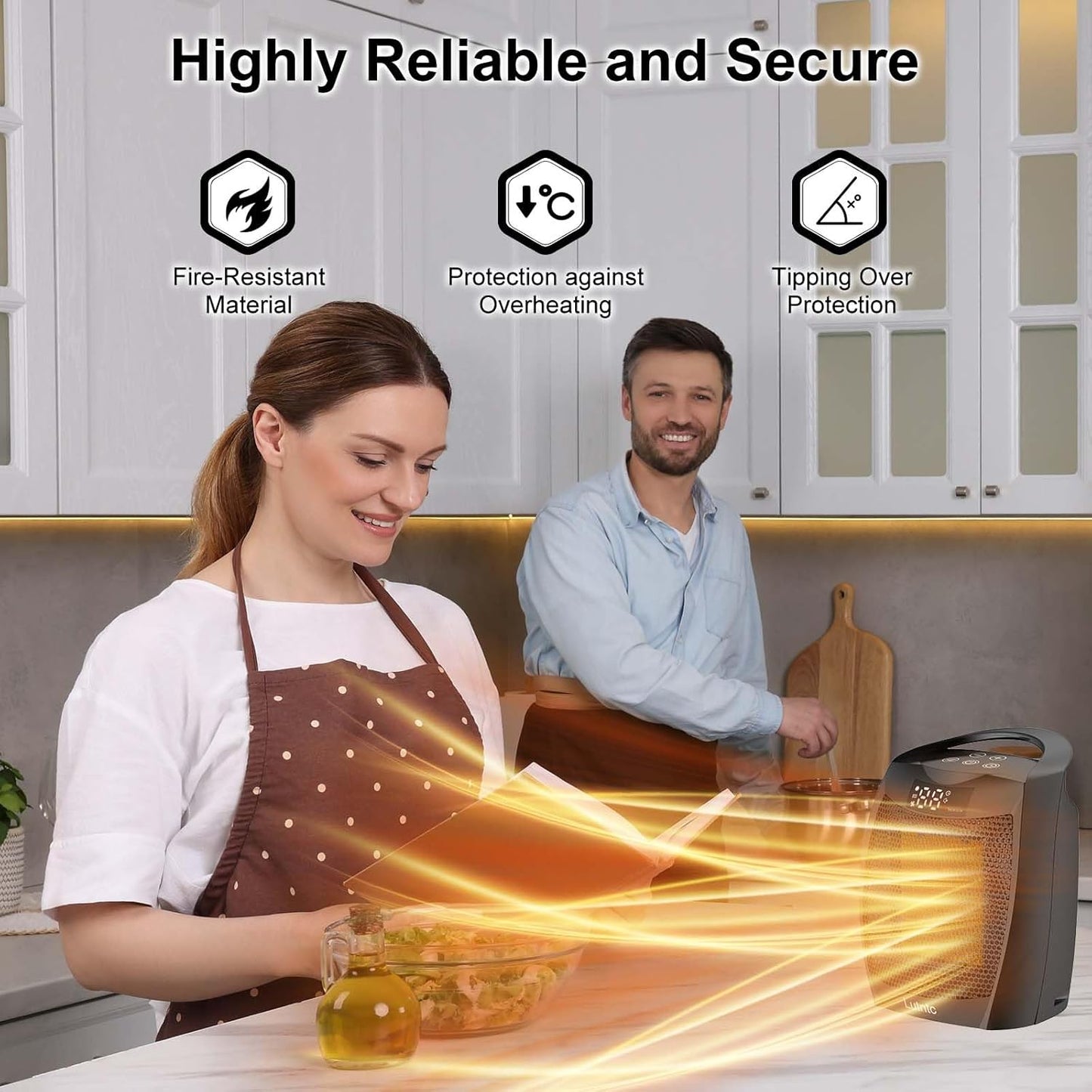 Skiennix Portable Ceramic Space Heater - 1500W Fast Heating with Digital Display & Safety Features | Ideal for Home & Office