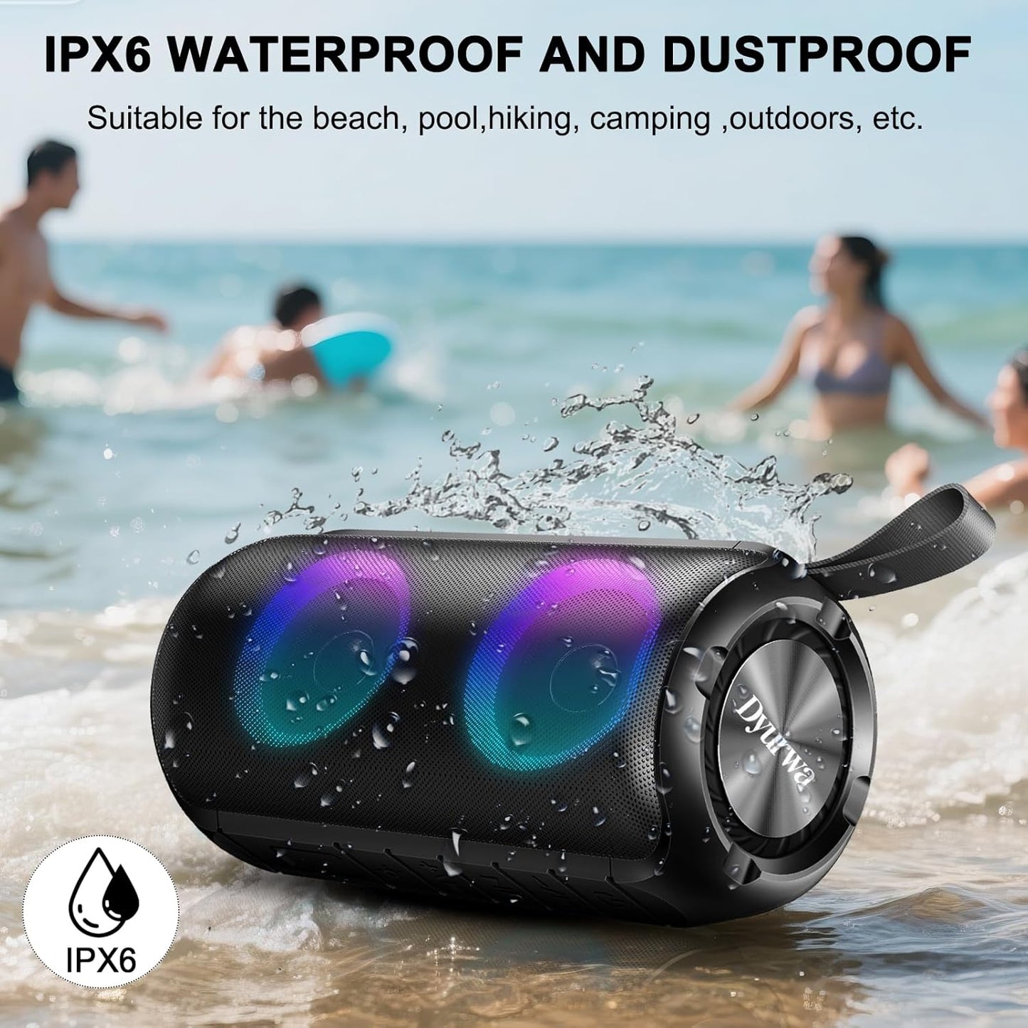 Dyurwa 360HD 2026 IPX7 12H Bluetooth Speaker with Stereo Sound, NEW Portable Wireless Speaker Waterproof, HD Call, TWS