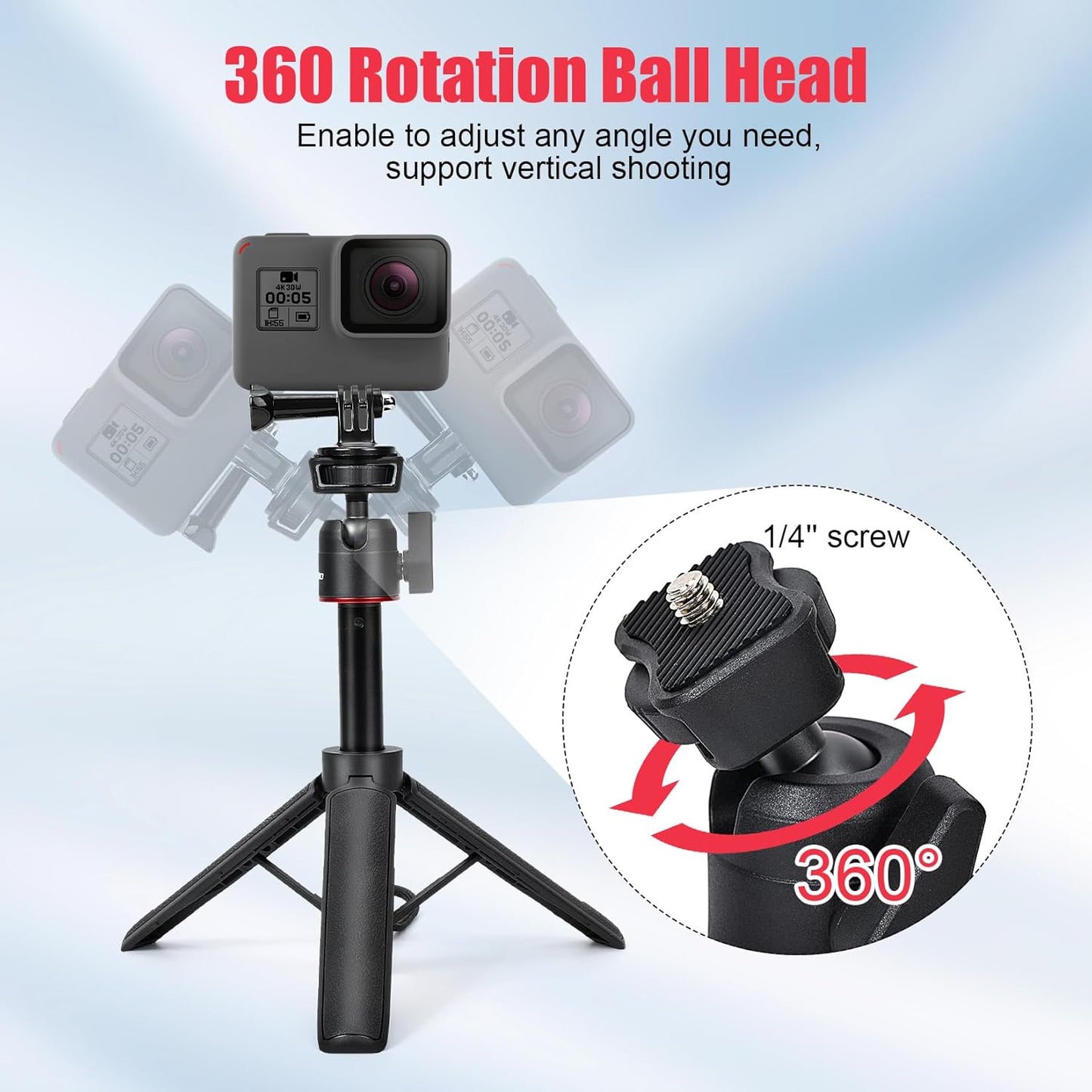 YOPUTBO Tripod,8-23.6inch 360 13/12/11/10/9/8/7/Max 3 5 Extendable Mini Height Adjustable Rotation Ball Head Handheld