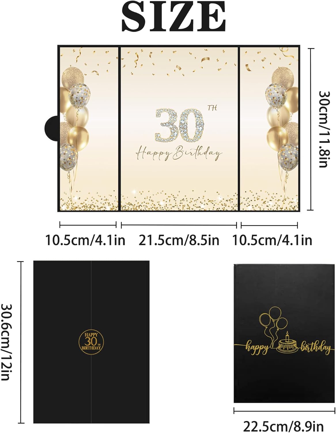 DARUNAXY 30th Birthday Party Decorations - Alternative Signature Guest Book | Black Gold Theme