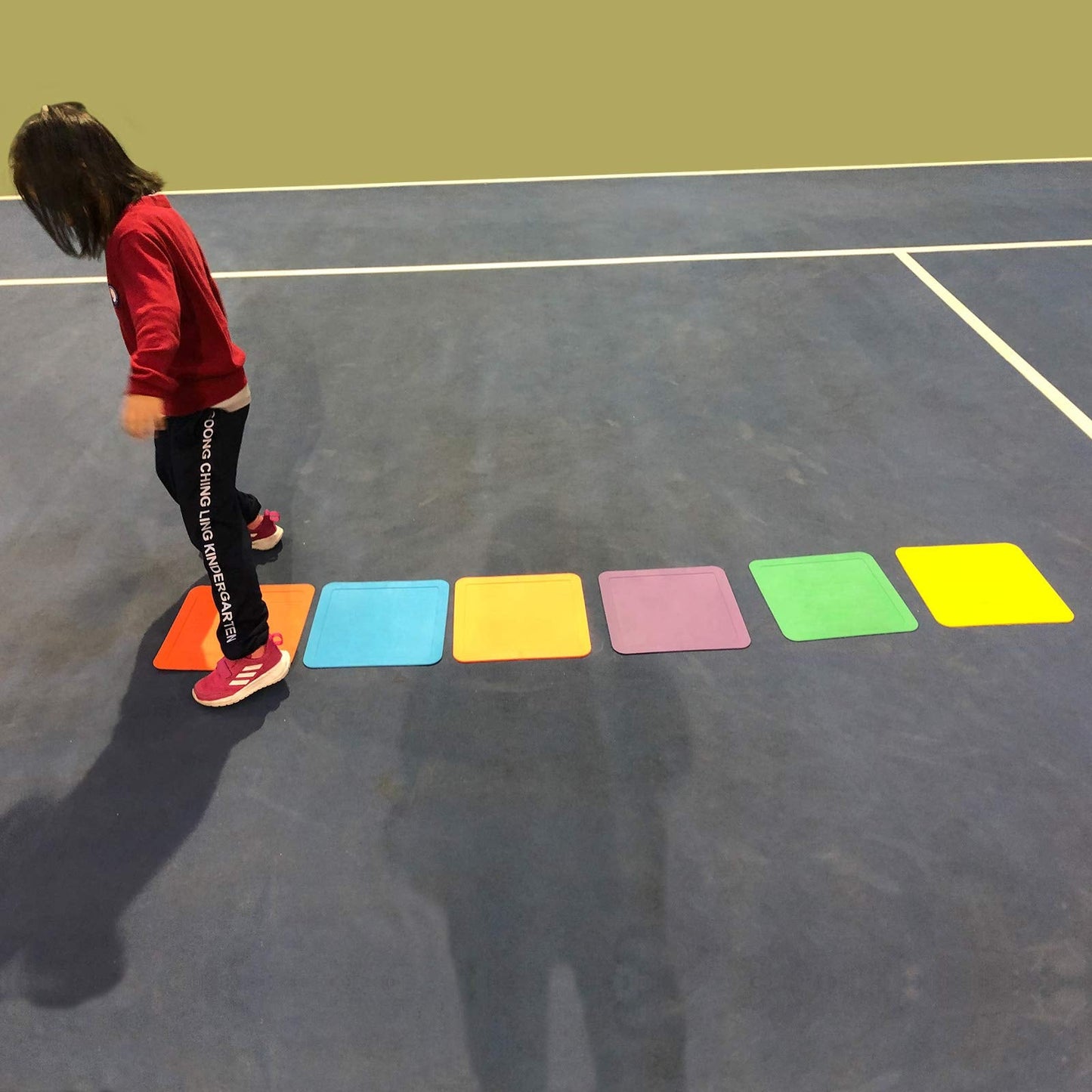 Eco Walker 12inch Flat Square Spot Marker Multi-Color Exercise Kids Floor Playmat