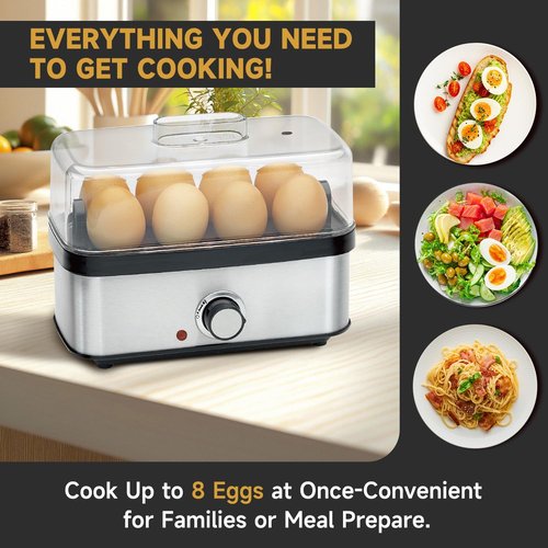 Electric Egg Cooker Rapid - 8 Egg Capacity for Perfect Hard Boiled, Soft Boiled, Poached & Scrambled Eggs