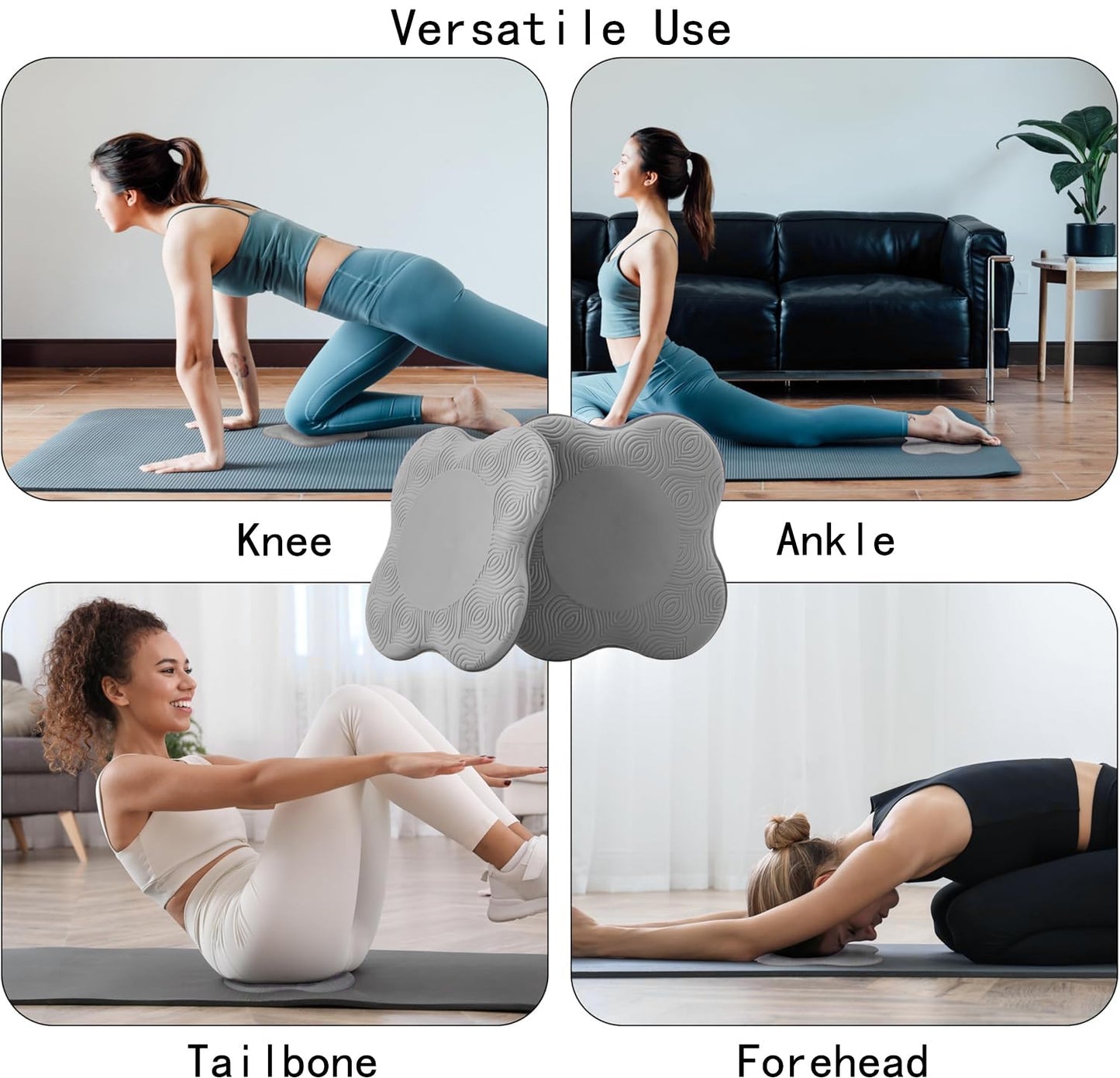 Yoga Knee Support Pad for Women Pilates Kneeling Cushion | Elbows Wrist Hands Head Foam Extra Thick Men Exercise Knees Pads Set of 6 Pieces (Gray）