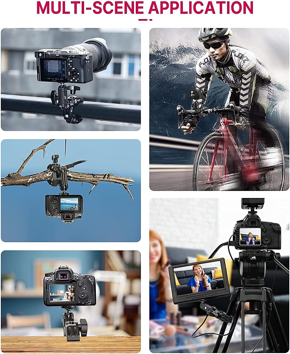 ULANZI 360 1/4"-20 3/8"-16 ST-07 Super Clamp Camera Clamp Mount Monitor Ballhead Magic Arm Double Ball Head Adapter