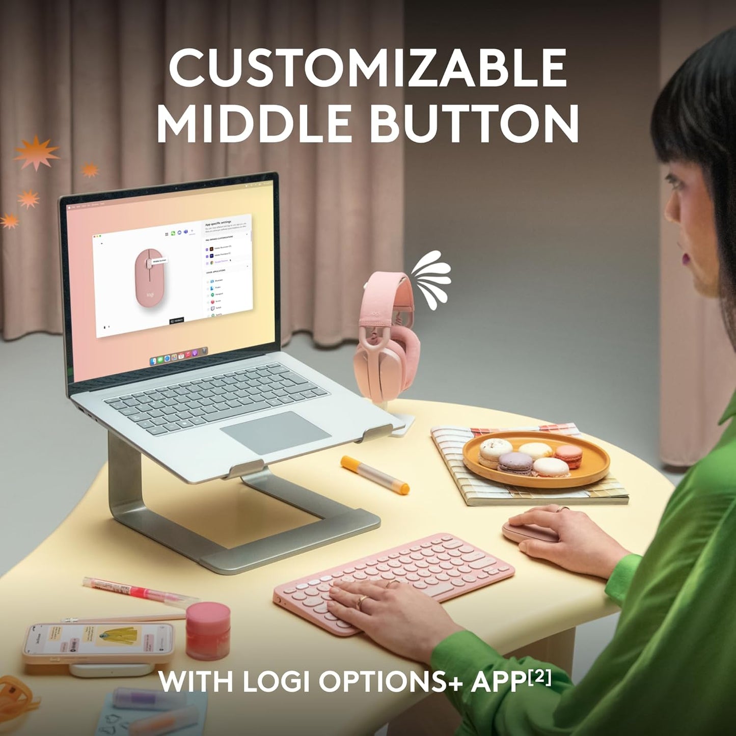 Logitech 2 M350s Pebble Mouse Slim Bluetooth Wireless Mouse, Portable, Lightweight, Customizable Button, Quiet Clicks