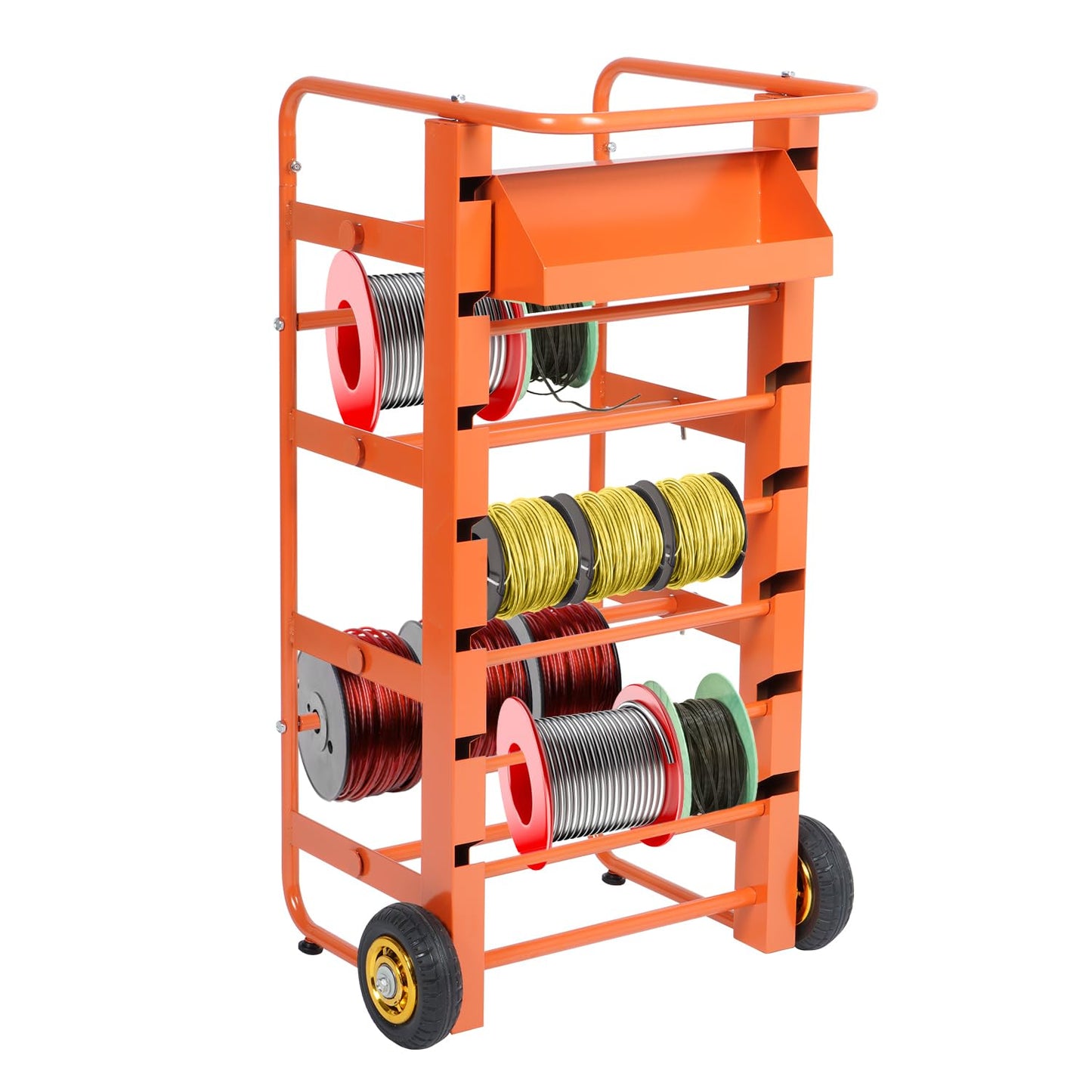 Wire Spool Rack Cable Caddy,Portable Wire Rack Dispenser with Wheel,Automotive Wiring Storage, Multi-Spool Wire/Cable Dispenser for Electrical Industrial & Retail Use