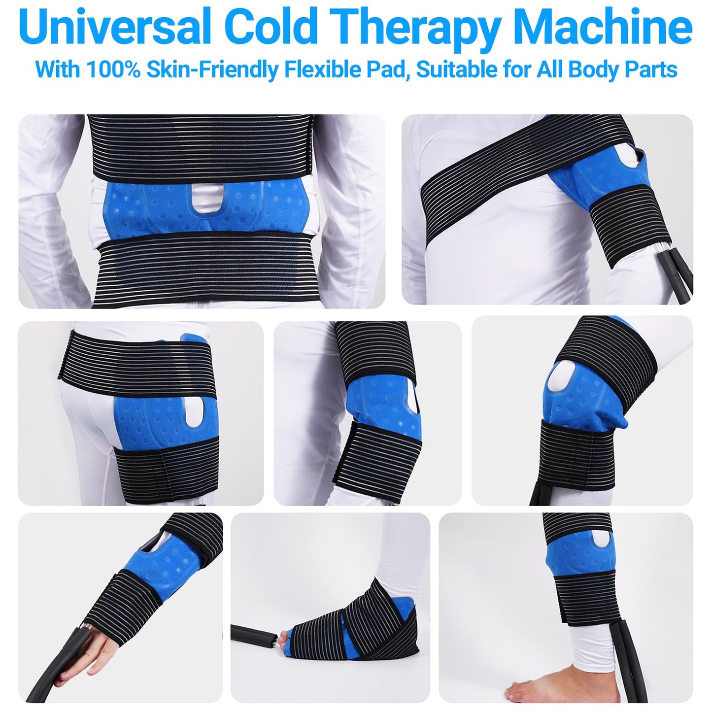 Ice Machine for Knee After Surgery, Cold Therapy Machine for Hip Shoulder Knee Replacement Recovery, Portable Quiet Leak-Proof Knee Ice Machine with Wheels & Universal Pad for Pain Relief and Swelling