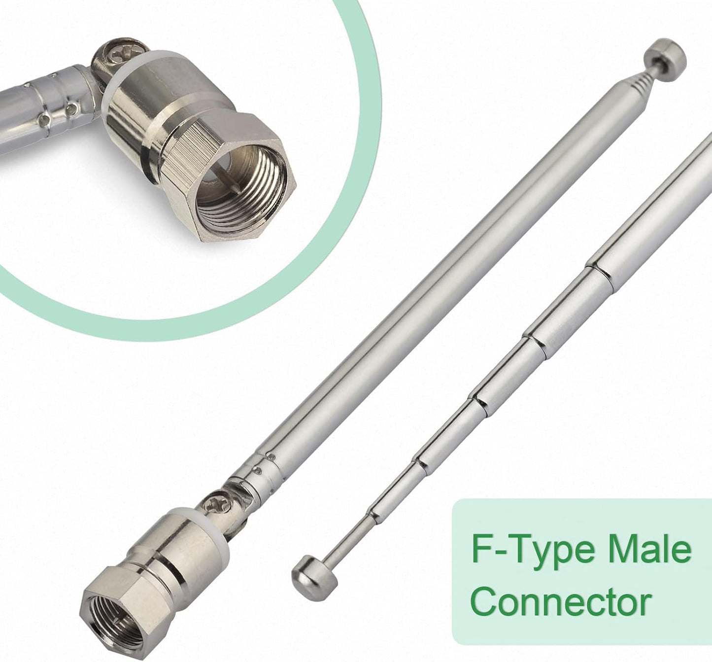 Superbat 75 FM Telescopic Antenna Kit Unbal F Type Connector DAB Radio Replacement Antenna for TV AM FM Radio Stereo