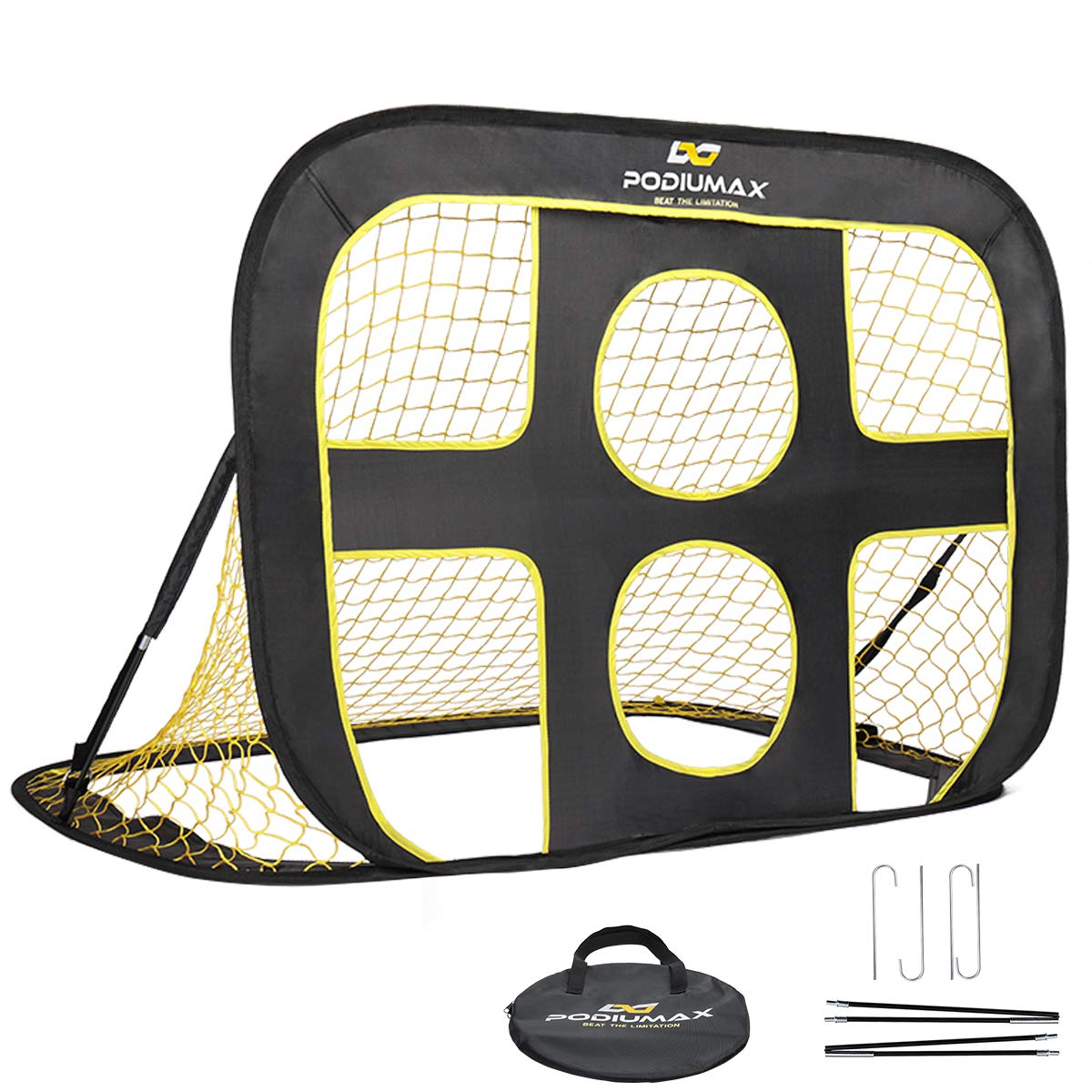 PodiuMax Kids Soccer Goal 2 in 1, Pop up Portable Soccer Goals for Backyard, Soccer Net for Kids Age 3 5 8, Indoor Outdoor Toddler Soccer Goal with Carry Bag, Improving Passing & Shooting Accuracy