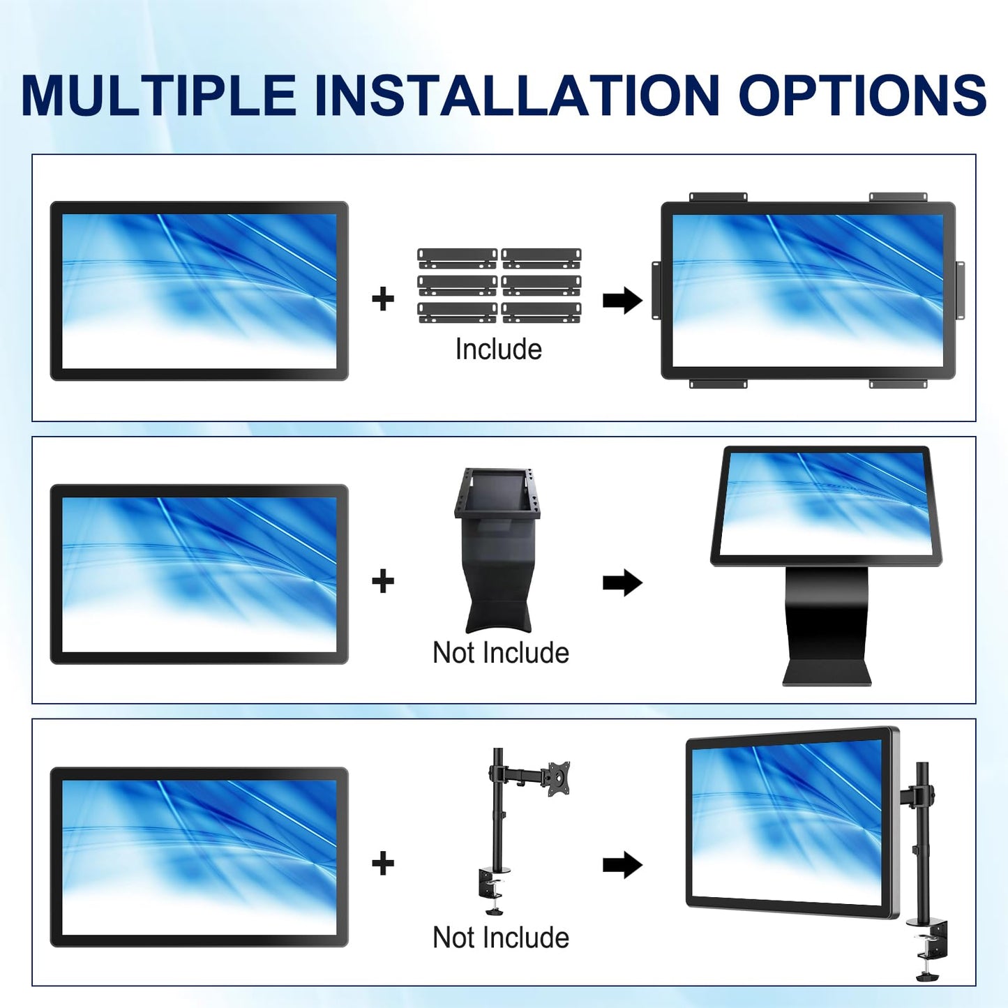 Bosunre 27 Inch FHD Capacitive PCAP Touch Screen Monitor,LED Backlight Industrial Touch Display, HD-MI & VGA Ports, Large Touch Monitor for Interactive Training Stations, Retail Self-Service