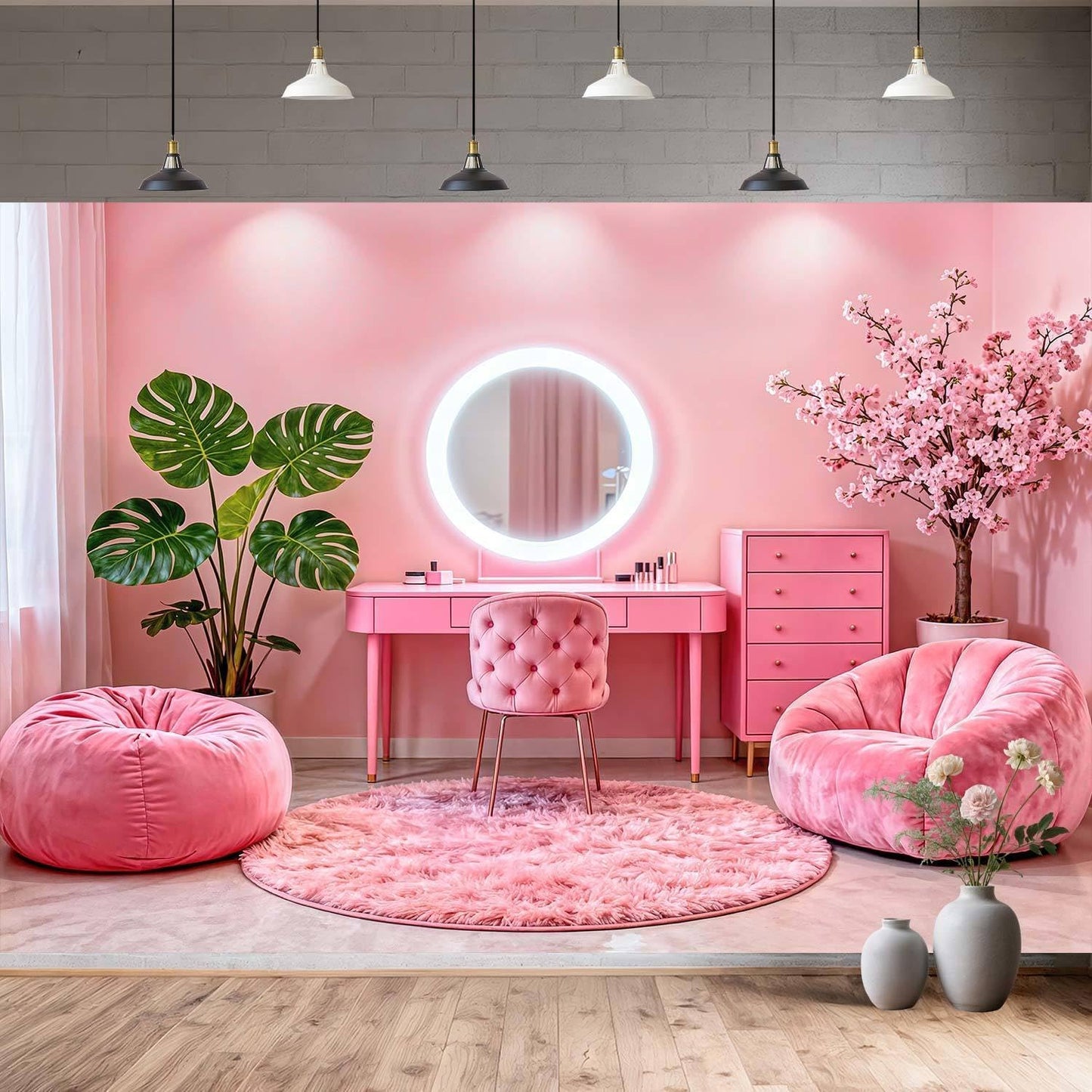 VeiVian 10X8ft Pink Vanity Backdrop Virtual Home Photography Background for Video Recording Live Video Zoom Calls Photo
