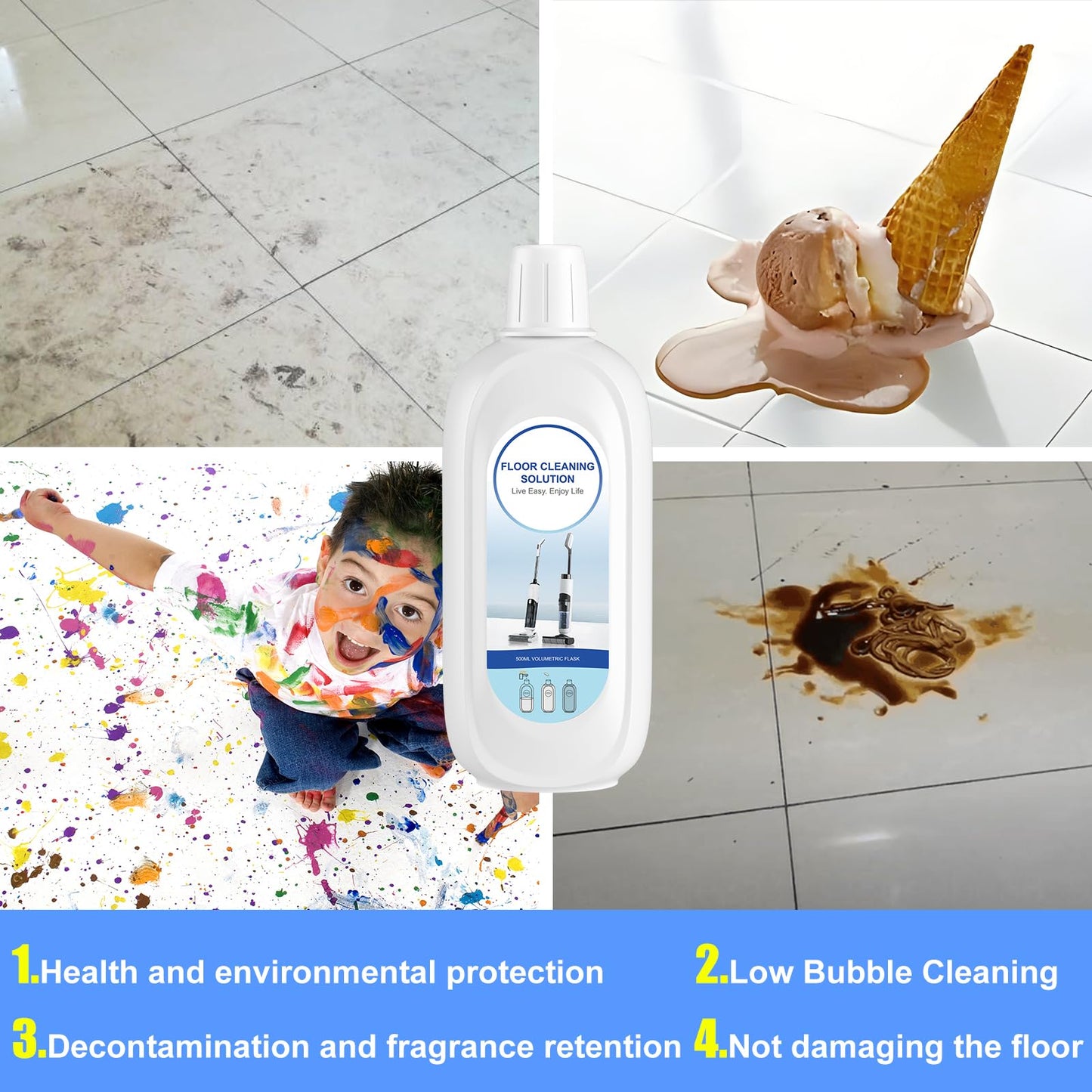 Nukisa 5 Bottles Compatible with Tineco Cleaning Solution Pet 500ml Per Bottle Orange Scents Floor Cleaner Compatible with All Robot Vacuums with Mopping and Cordless Wet/Dry Vacuum (Orange Scents)