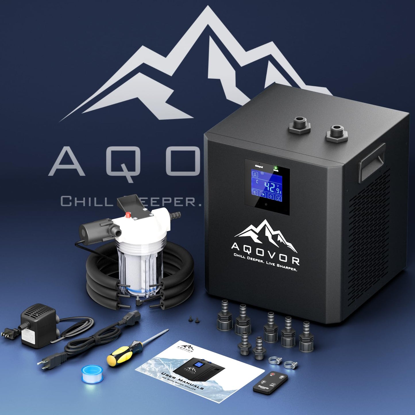 Ice Bath Water Chiller for Cold Plunge Tub, 1/3 Hp Cold Plunge Chiller with External Filter Water Pump & All Hoses, Ideal for Ice Bath Recovery Home Use 110v