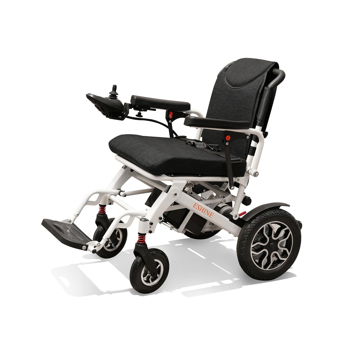 ESHINE Electric Wheelchairs for Adults - Lightweight Foldable Aluminum Power Wheelchair with Removable Battery Anti-Reverse Wheels Airline Approved, Quick 5-Minute Installation