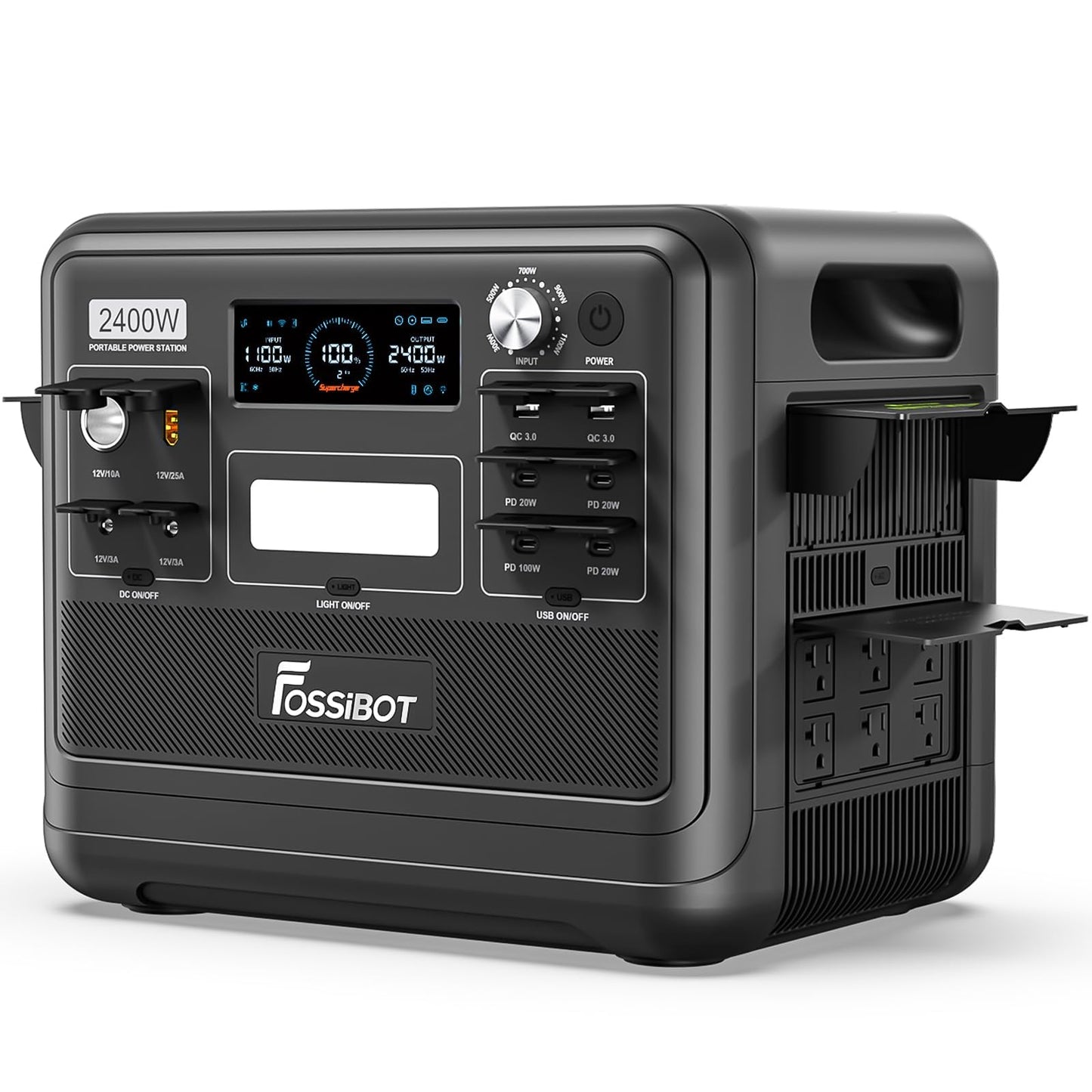 FOSSiBOT F2400 Portable Power Station 2400W, 2048Wh LiFePO4 Battery Solar Generator, 2H Fast Charging for Home Backup, Outdoor Camping, RV, Emergency F2400 Pro