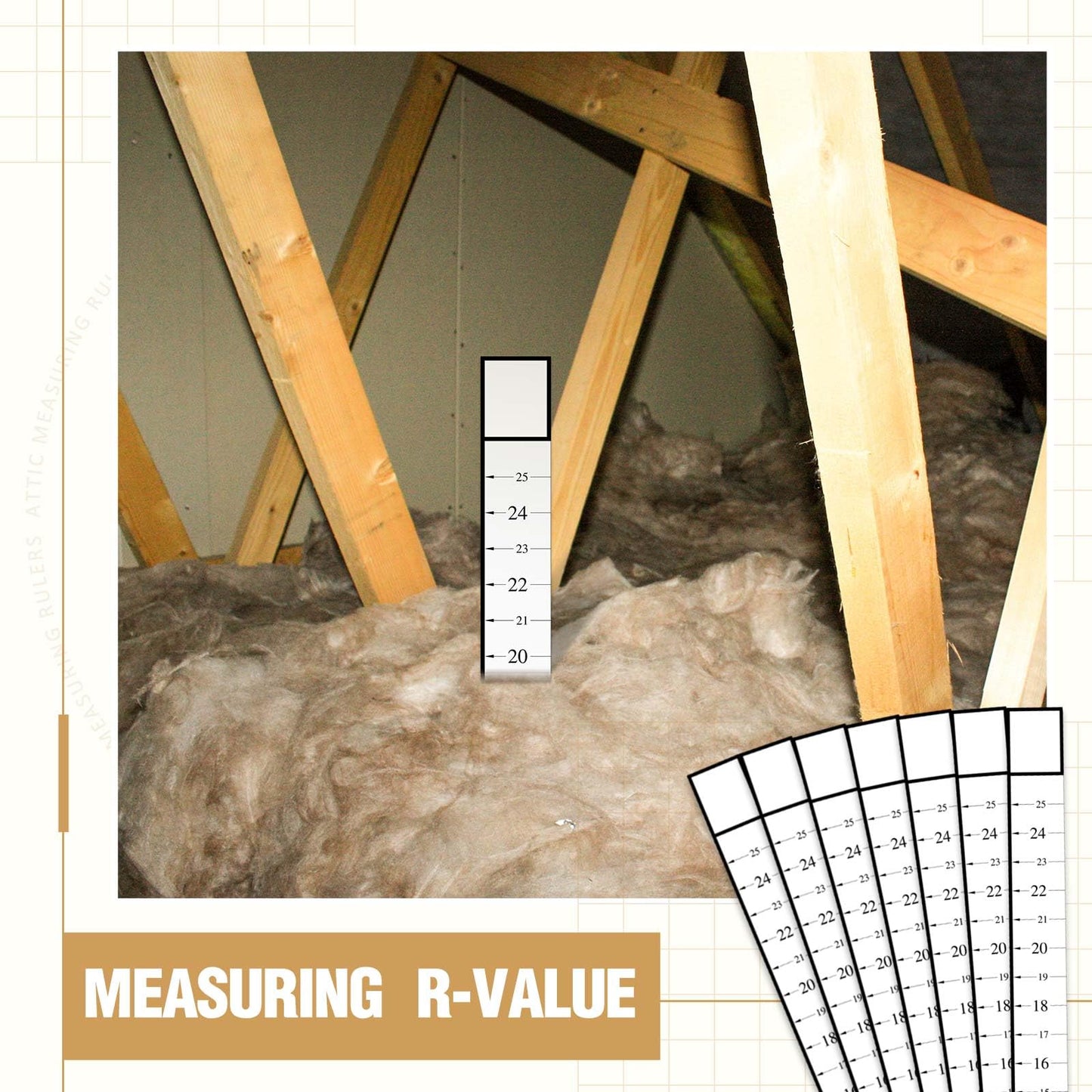 Saysurey Attic Measuring Rulers (Case of 1000), 25 Inch, Card Stock, Attic Insulation R-Value Ruler for Insulators Ceiling Insulation