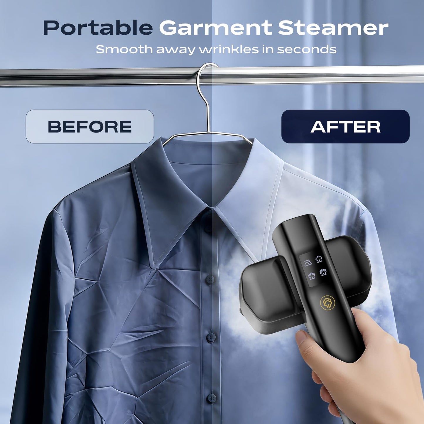 REXYHOME Travel Steamer for Clothes: 1000W Portable Clothes Steamer Handheld & Iron 2 In 1, Fast Heat Up with 4 Modes, Compact & Powerful Garment Steamer for Quick Wrinkle Removal, 110-120V