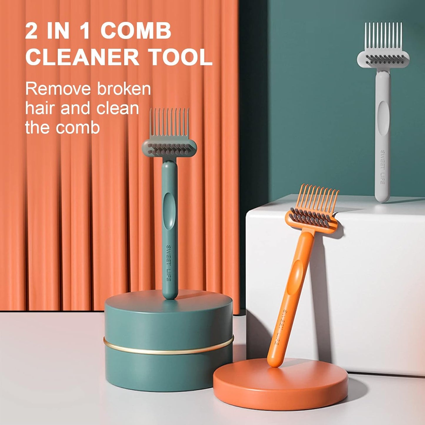 RHOS 2-in-1 Hair Brush Cleaner - Effortlessly Removes Hair and Dust | Ideal for Home and Salon Use (Green)