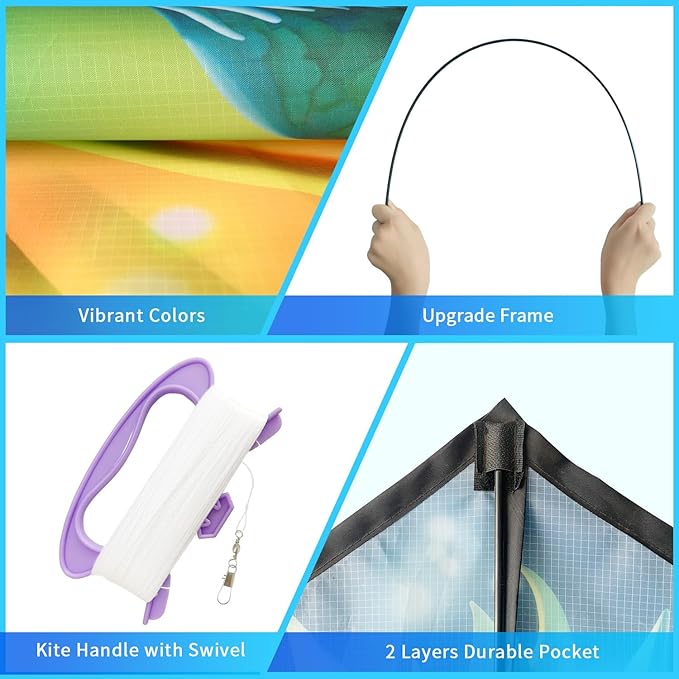 Xida Kites for Kids Ages 4-8, Large Kite for Adults, Easy to Fly Beach Kites with Handle and String,Perfect for Beginners,Beach,and Outdoor Flying Fun