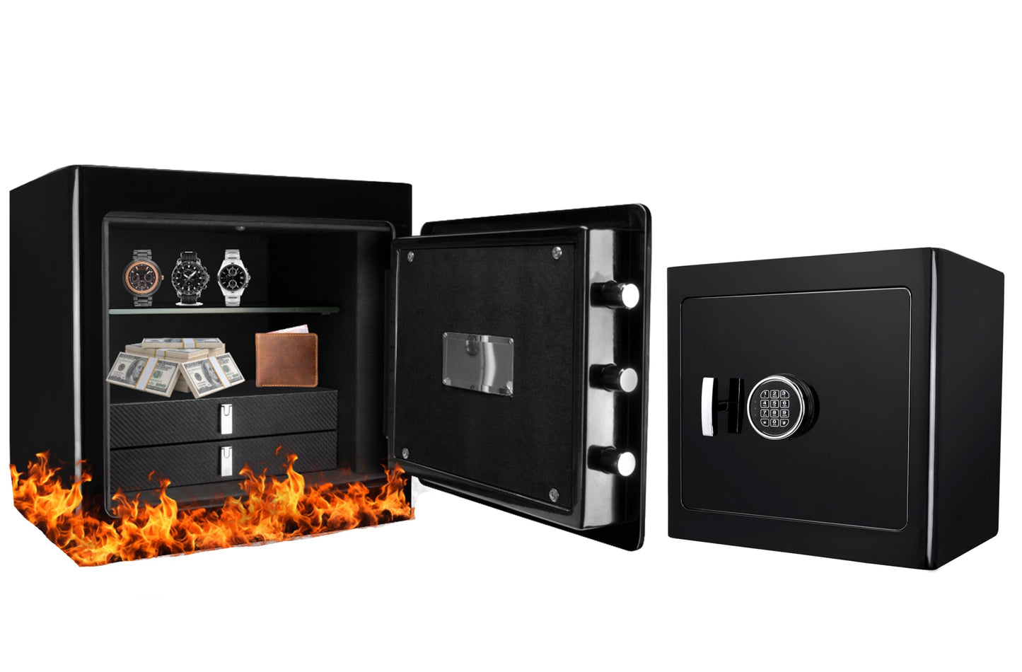 Barska Digital Keypad Fireproof Jewelry Safe 1.01 Cubic Ft, One Size, Black AX13106