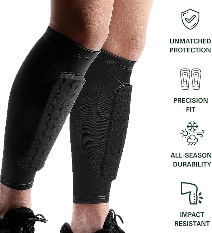 Shin Defender Shin Guards Kids, Soccer Shin Guards Shin Pads for Kids Youth Adult, Lightweight Calf Protective Gear with Honeycomb Pads, Lightweight Calf Protective Soccer Gear, 6-8,8-10,10-12