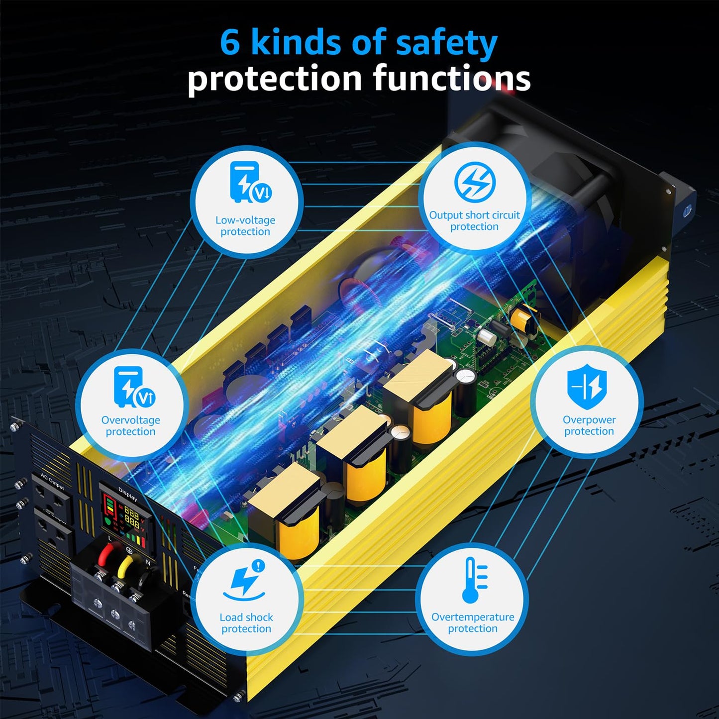 XWJNE 4000W Pure Sine Wave Power Inverter 48V DC to 120V AC Converter with LED Display and Remote Controller for Home, RV, Truck, Off-Grid Solar Power