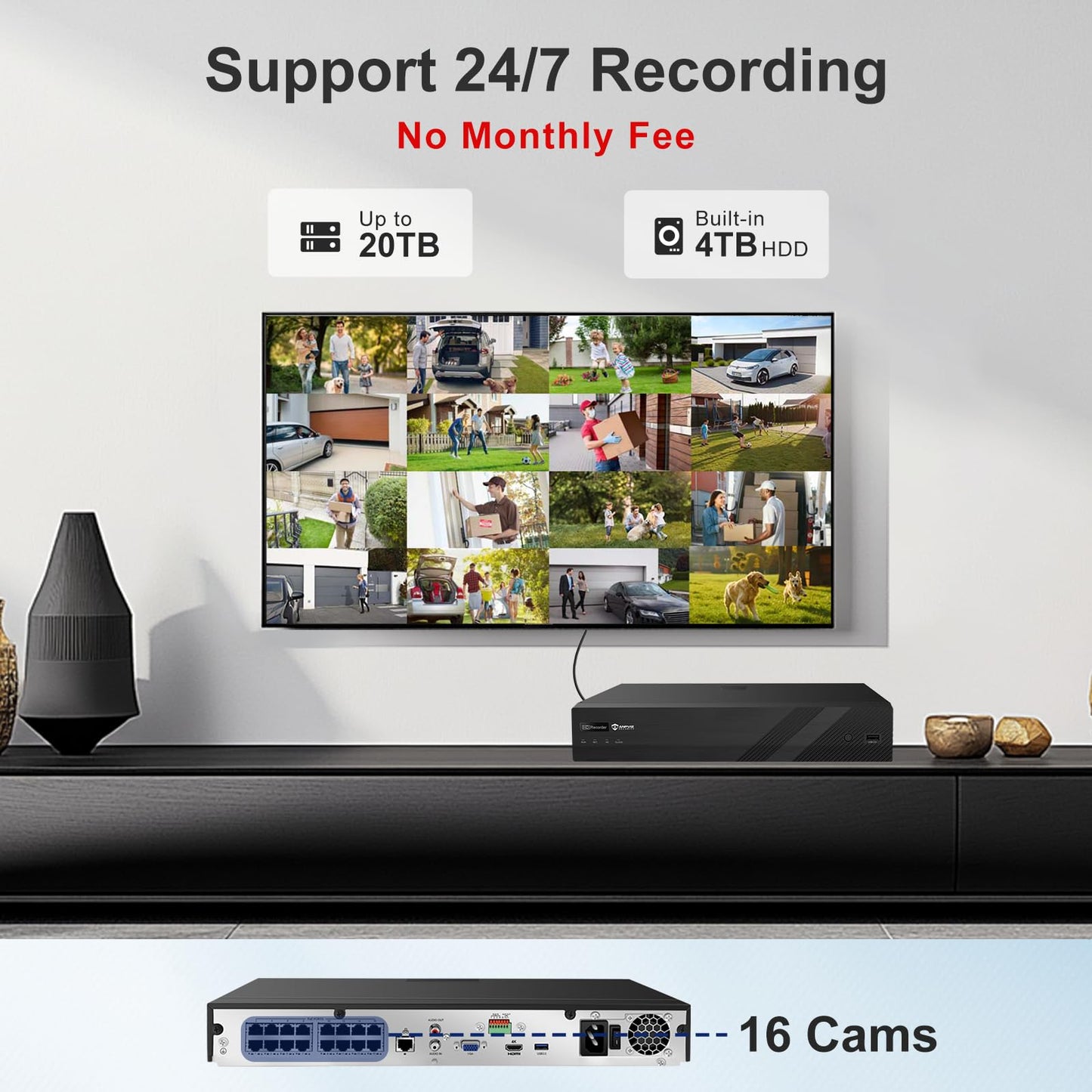 Anpviz 4K Black Dome PoE Security Camera System for Commercial Home Store Office, 12x 8MP Wired Dome IP Cameras, 12MP 4K PoE NVR with 4TB HDD, AI Human & Vehicle Detection, IR Night Vision (U Series)