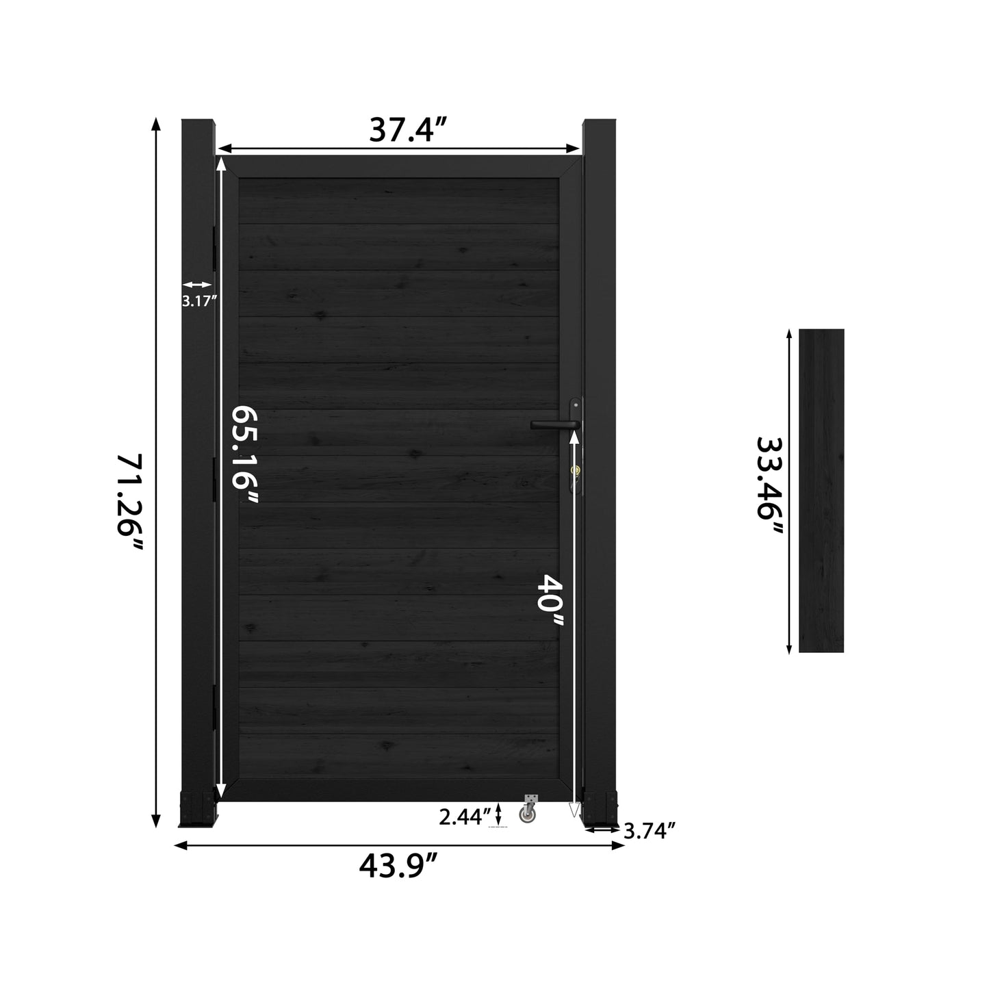 BlueWish 6 x 3 FT Cedar Wood Fence Gate Kit, Board-on-Board Privacy Fence Gate, Aluminum Frame with Security Lock System, Outdoor Garden Yard Complete Gate Kit for Backyard, Pool, Black