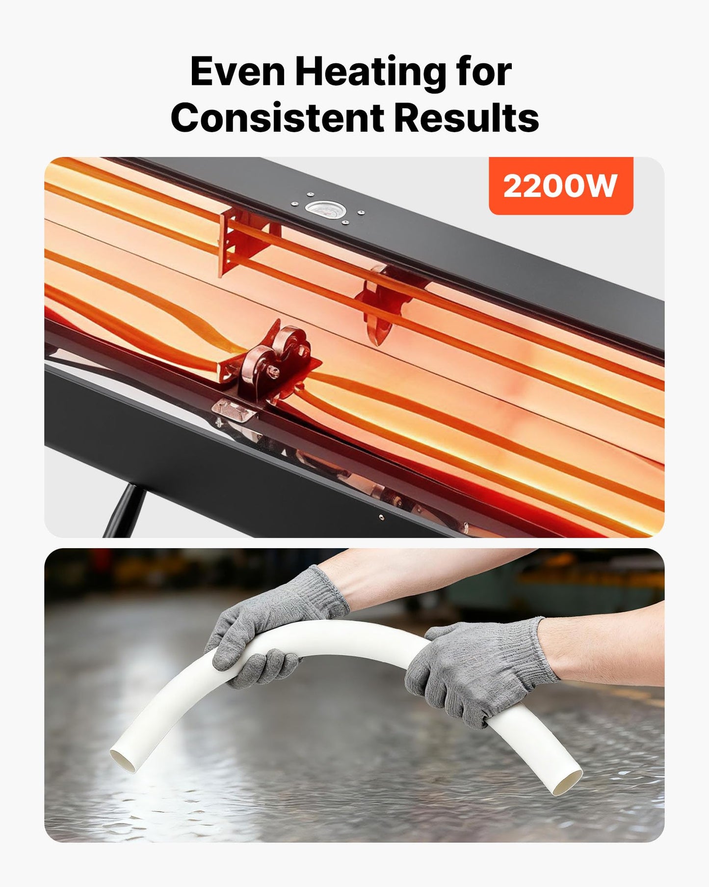 VEVOR Electric PVC Conduit Heater, 1/2" to 4", 2200W Rapid and Even Heating, PVC Bender Heater Pipe Bending Tool with Carrying Handle, Easy to Use, for Construction Crews, DIY Enthusiasts, Workshop