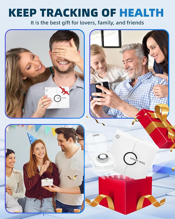 Smart Ring for Women Men Fitness Ring with Step Counting, Heart Rate, Blood Oxygen, Blood Pressure, Sleep Monitoring, IP68 Waterproof for iPhone and Android, No Subscription Fee,Silver 10#