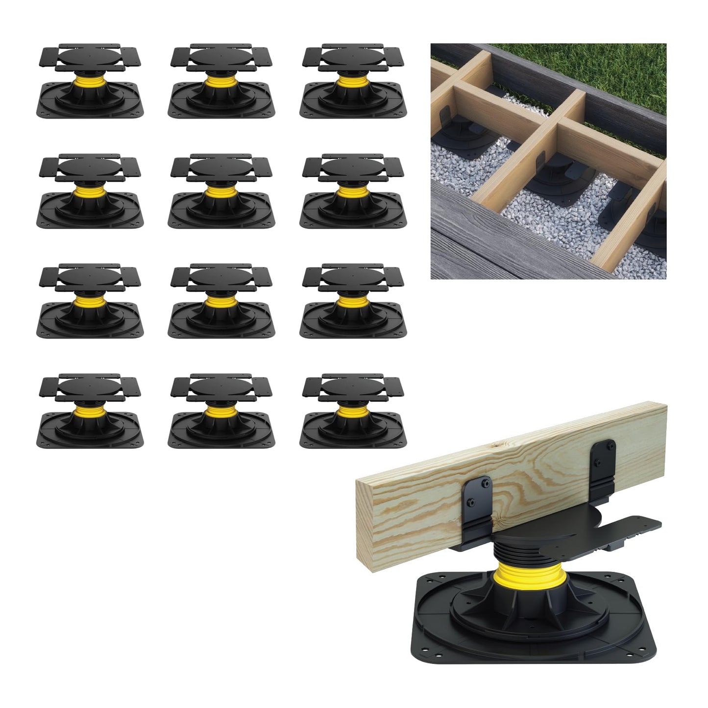 Bison Level.Up System Adjustable Deck Pedestal Joist Support Kit, 12-Pedestal Kit (7079806002)