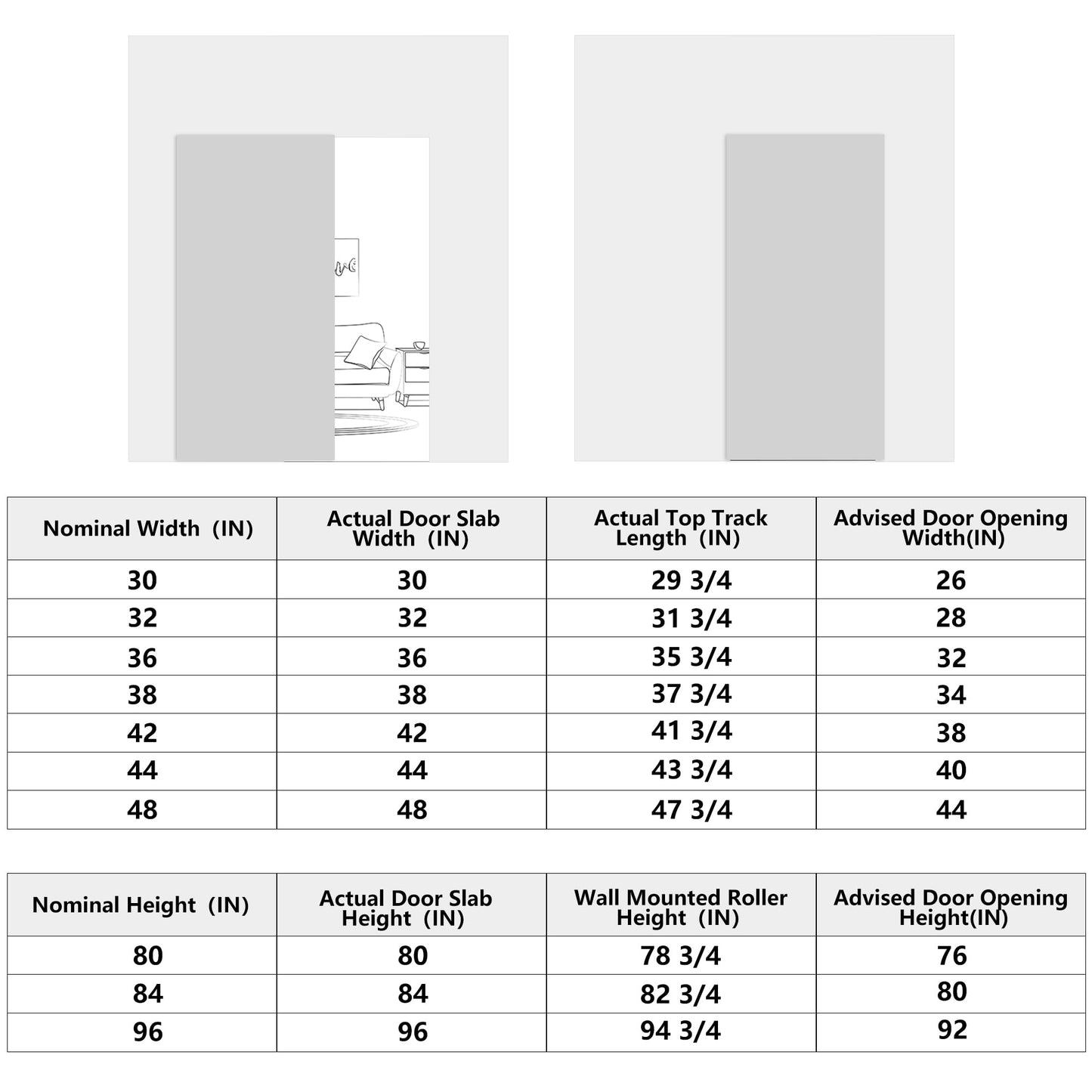 JUBEST 30"x84" Flush Solid Core White Primed Concealed Sliding Hidden Barn Door with Soft Close Installation Hardware and Double Sided Pulls Included