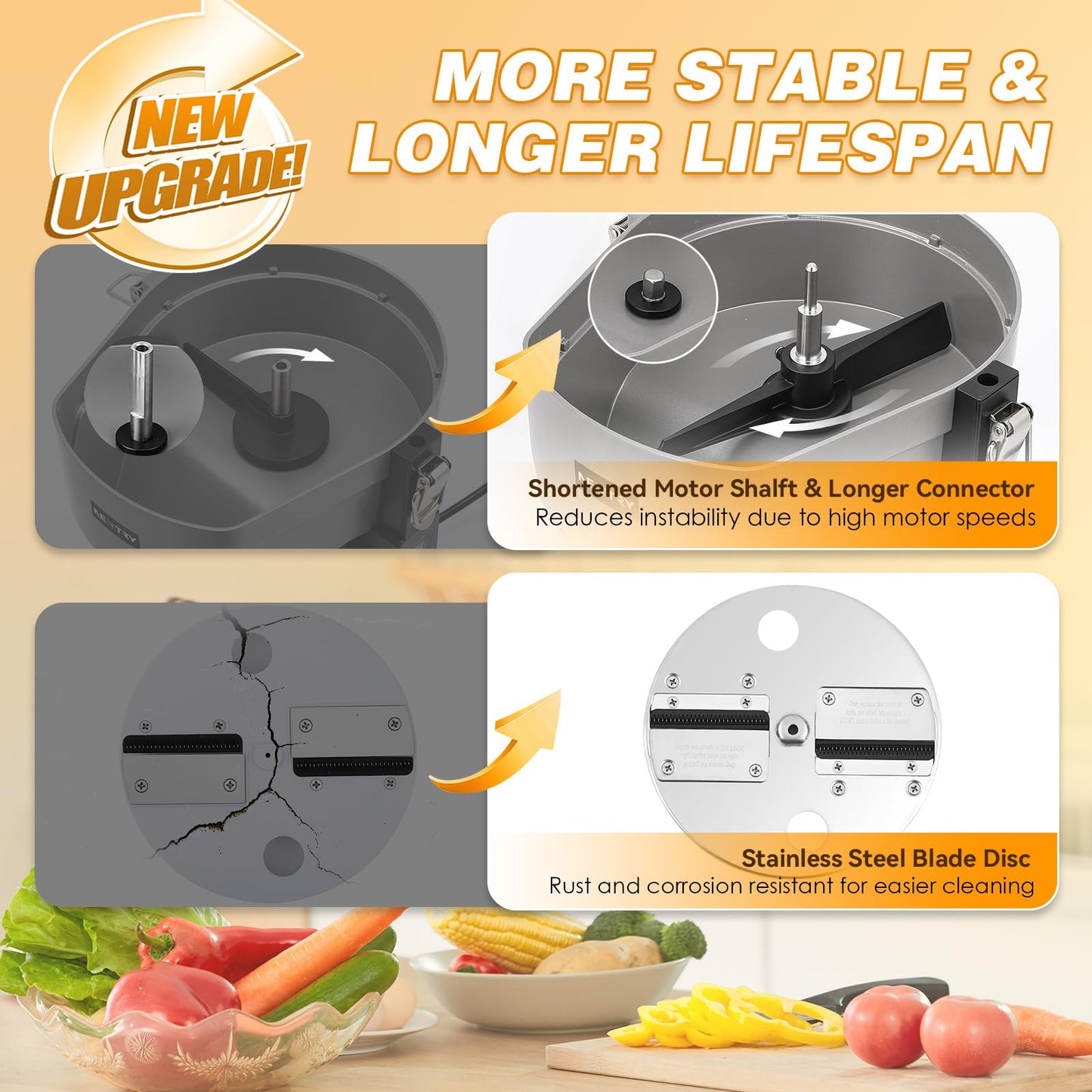 NEWTRY 4 in 1 Electric Vegetable Slicer Dicer Shredder & Strip Cutter, Commercial Automatic Multifunctional Food Chopper for Veggies & Fruits, with Thickness Adjustable Blades, 110V, 200W