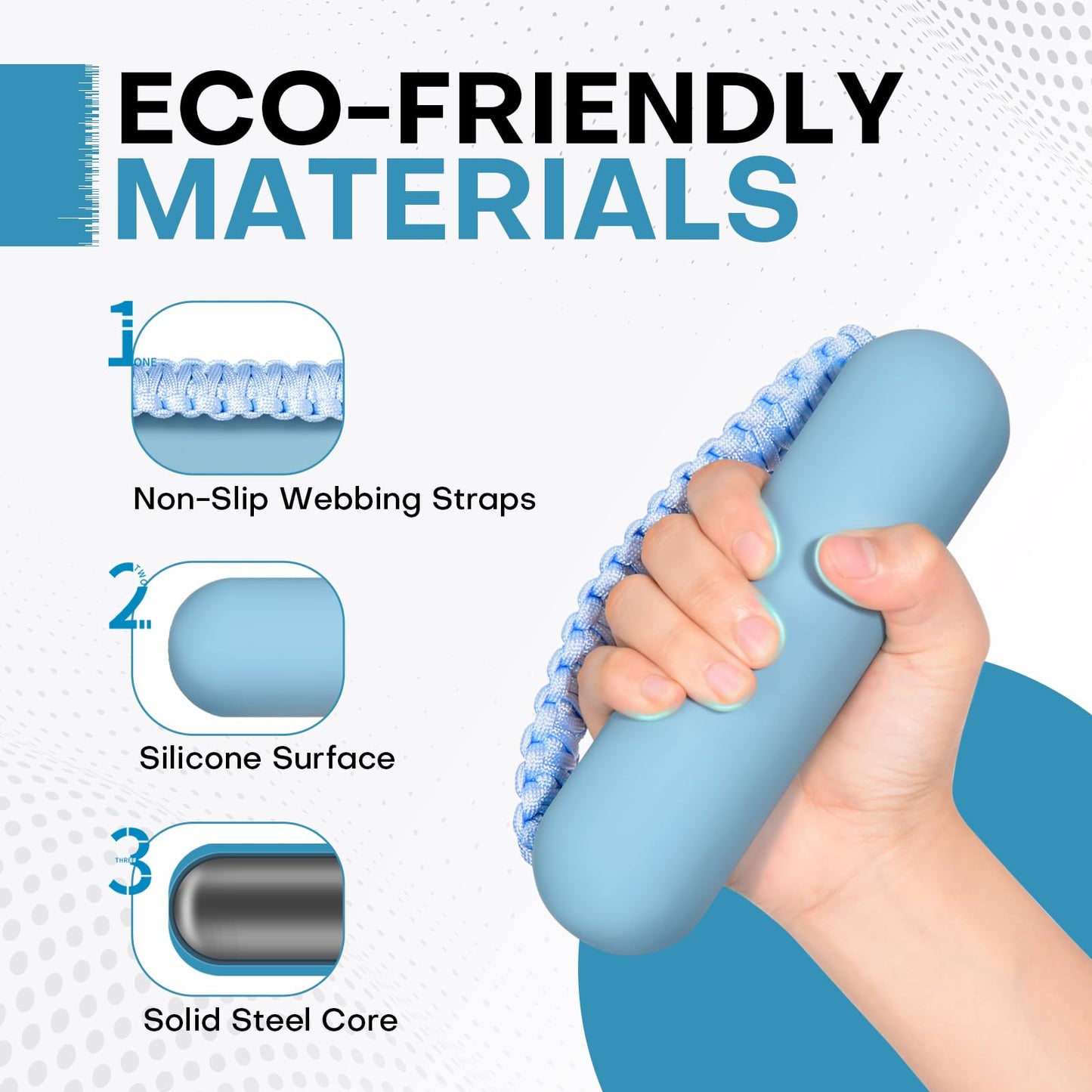 Hikeen Hand Weights Set for Women Men, Soft Dumbbells of 2 (3lb Each), Walking Weight with Hand Strap for Aerobics, Jogging, Running(Blue,6lb sets)