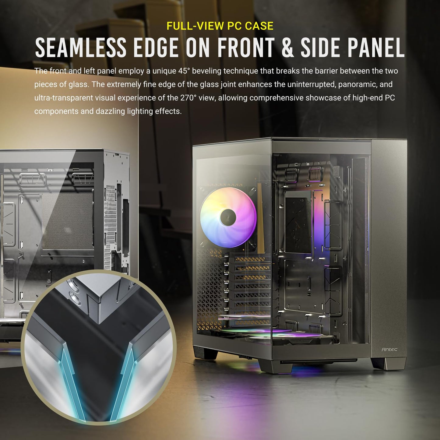 Antec C8 ARGB, 2X TQR 160mm & 1x TQ 140mm ARGB PWM Fans Included,Dual-Chamber Layout, Type-C, 360mm Radiator Support, Seamless TG Front & Side Panels, RTX 40 Compatible, Full-Tower E-ATX PC Case