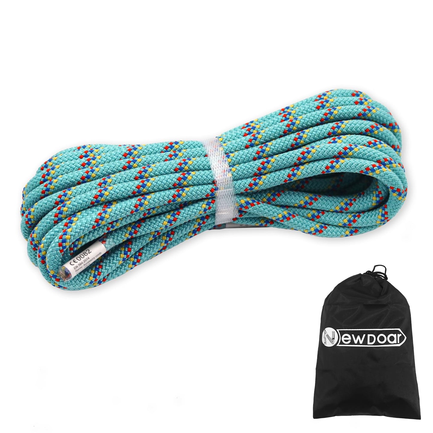 NewDoar CE & UIAA Certificated 5/16in(8mm) Static Climbing Rope 14KN High Strength Accessory Cords Safety for Rock Climbing, Outdoor Survival, Hiking, Mountaineering-Blue/66FT
