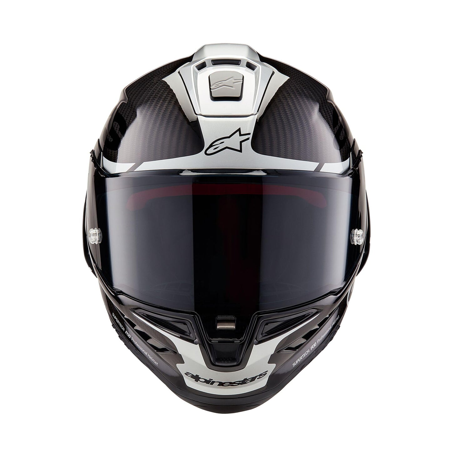 Alpinestars Supertech R10 Element Helmet, Carbon Fiber, Aerodynamic Full-Face Design, Ventilation & Safety, DOT & ECE Certified for Street & Track Riders, Black/Carbon Silver/Black Glossy, S