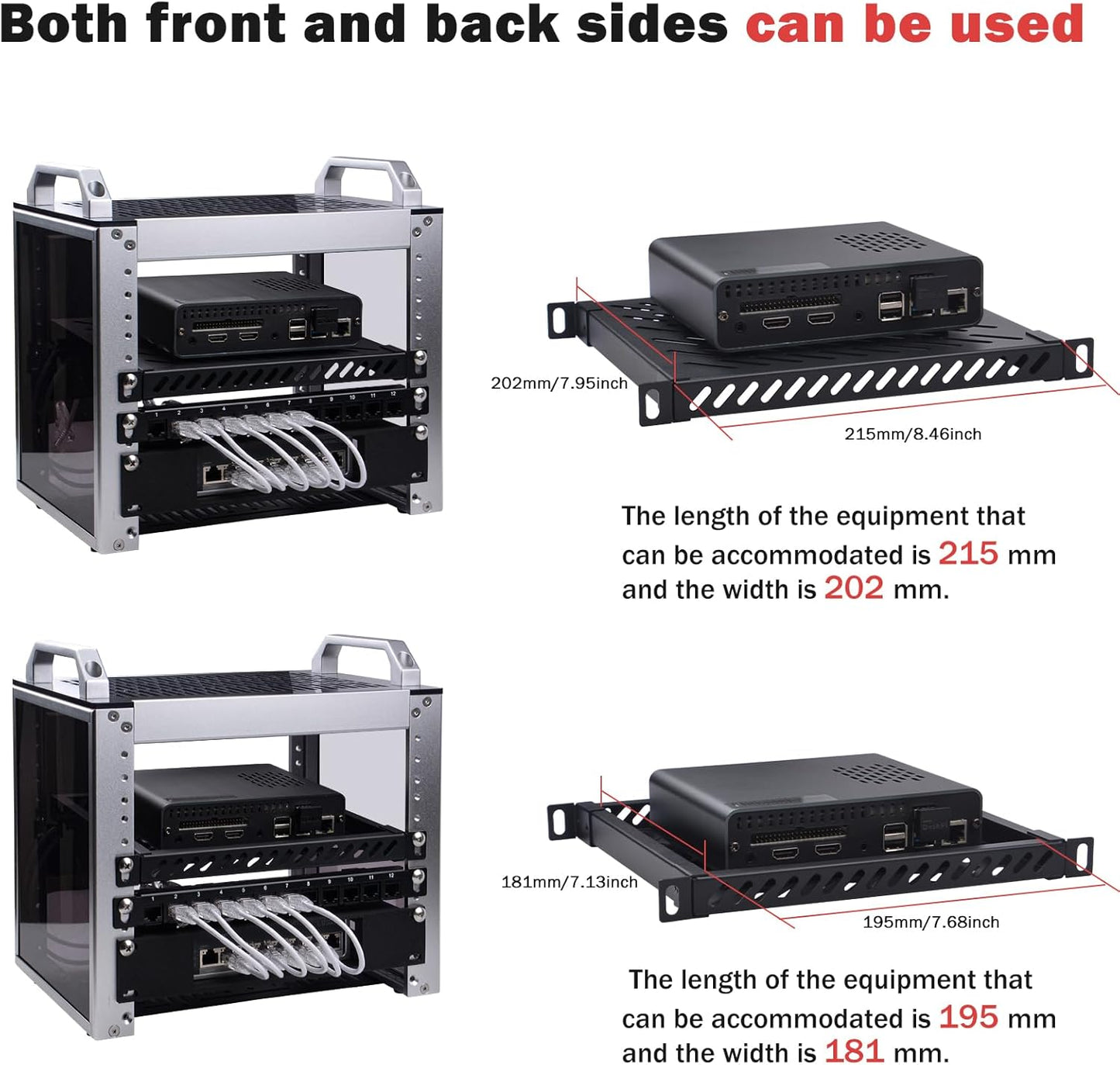 GeeekPi 10 inch 0.5U T1/T0 10inch 55LBS High Duty Vented Rack Shelf for DeskPi RackMate Network Cabinet/ Server Rack