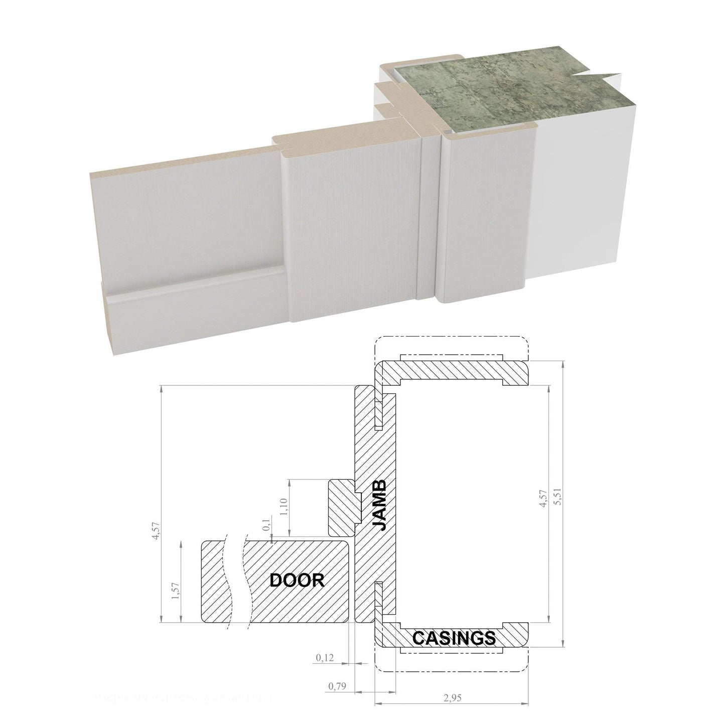 SARTODOORS French Double Interior Doors 48 x 80 with Hardware | Quadro 4111 White Ash | Panel Frame Trims | Bathroom Bedroom Interior Sturdy Door