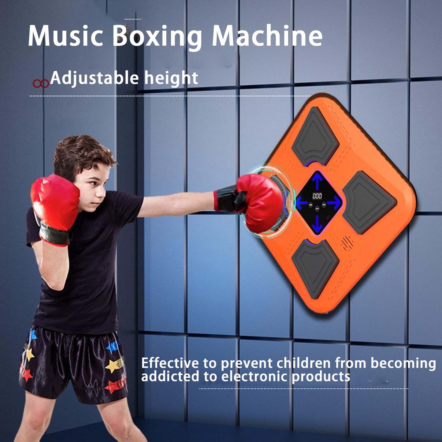Rock88 Music Boxing Machine,Wall Mount Beat Box Trainer with Gloves,Interactive Boxing Target with LED Display for Living Room,Pink,with Gloves