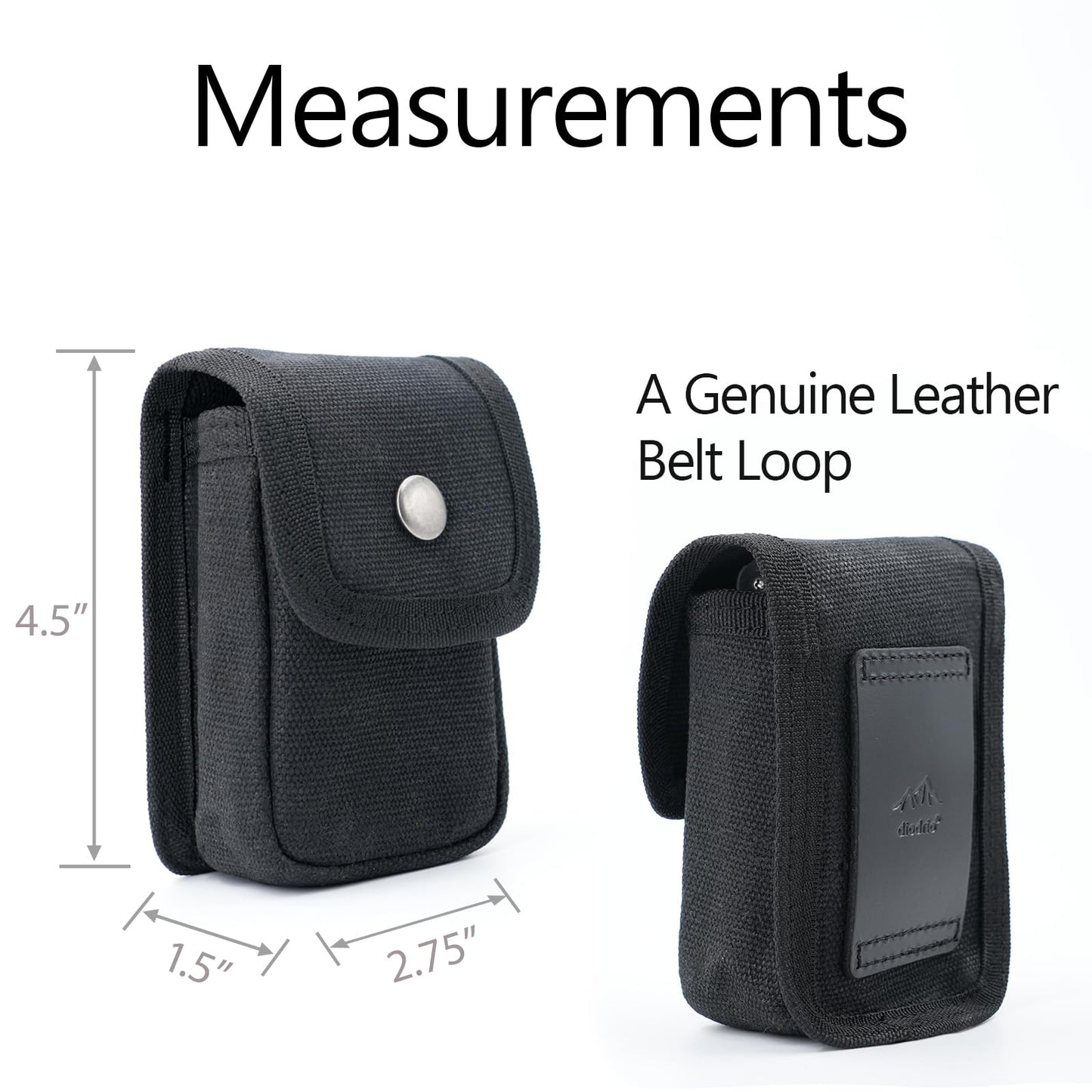 diodrio 2 Pack EDC Belt Pouches for Men Women, Small Utility Holster Pouches with Belt Loop for Hiking, Fishing, Camping, Snap Closure, Classic Waxed Canvas, Black Small