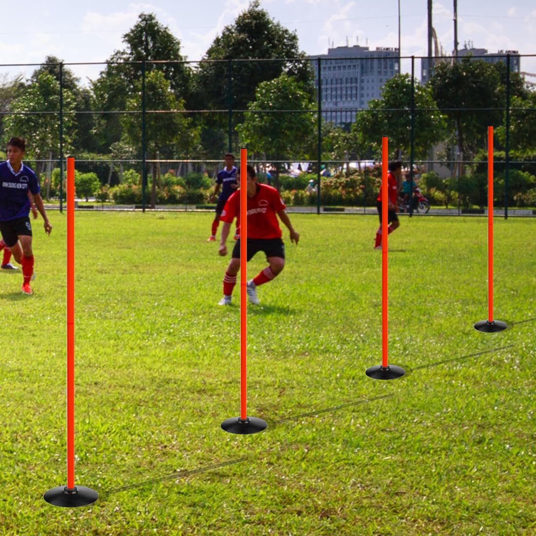 ASENVER Orange Soccer Agility Poles Set Detachable Sports Trainning Speed Pole Slalom Poles with Rubber Base Sport Traning Equipment (4.9 FT, Pack of 6)