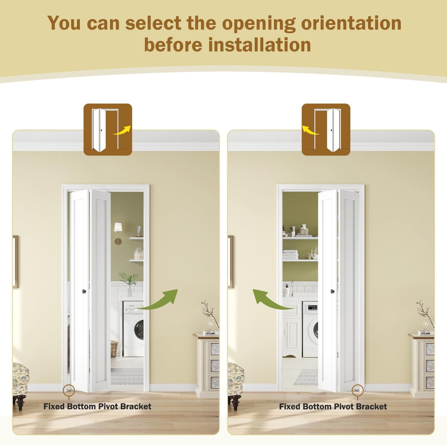 Roymelo Bifold Doors for 30"x 80" Opening,1-Panel Sliding Interior Closet Folding Barn Door Slab with Concealed Hardware Kit,MDF Wood Panel,White Water-Proof PVC Surface,Preassembled,Easy Installation