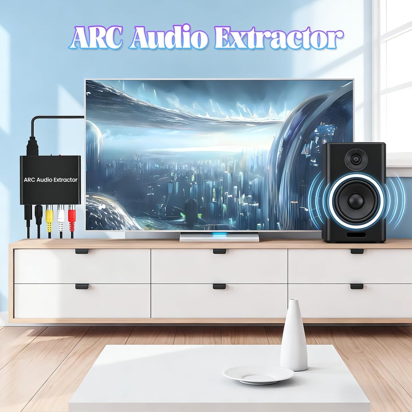 192KHz 3.5mm AMANKA HDMI ARC Audio Extractor with Digital Optical TOSLINK SPDIF Coaxial, HDMI ARC to RCA Audio
