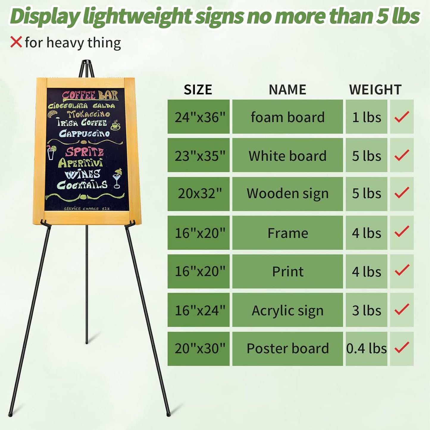 PUJIANG 63" Easel Stand - 3 Pack Metal Art Display for Pictures & Signs | Includes Carrying Bag