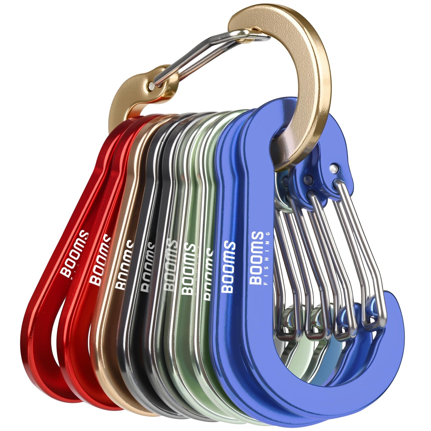 Booms Fishing CC5 Multi-Use Carabiner Clips, 10 Pack 2.3" Small Caribeener Clips, Mini Keychain Caribeaner Clip, Aluminum D Ring Carabiners, Multi-Color #3